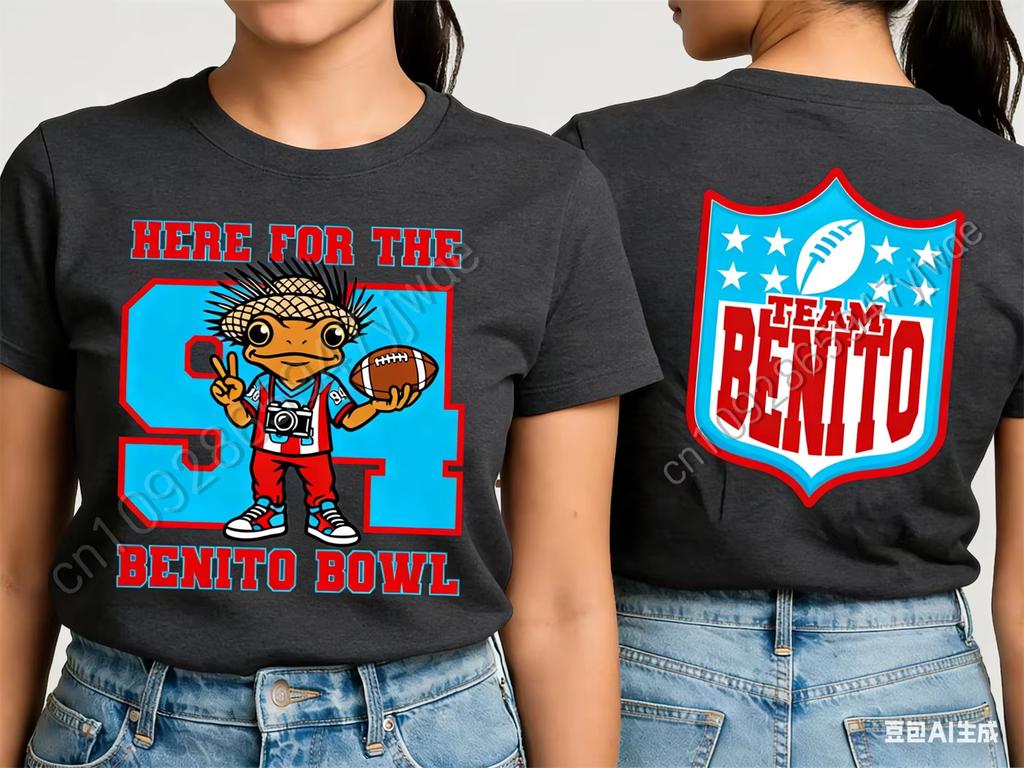 Here for The Benito Bowl Halftime Show American Football Game TShirts Design Summer Kids Adult Two Sided Printed Tshirt