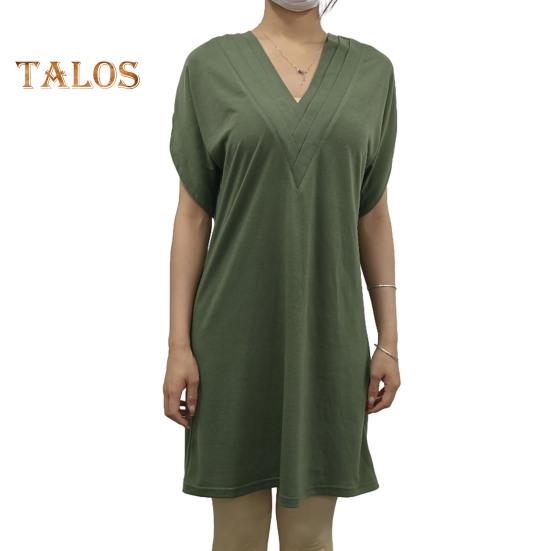 Dámské šaty s výstřihem do V plisovaný rukáv napůl netopýří Jednobarevné Volné Měkké Prodyšné Dojíždění nad kolena Mini