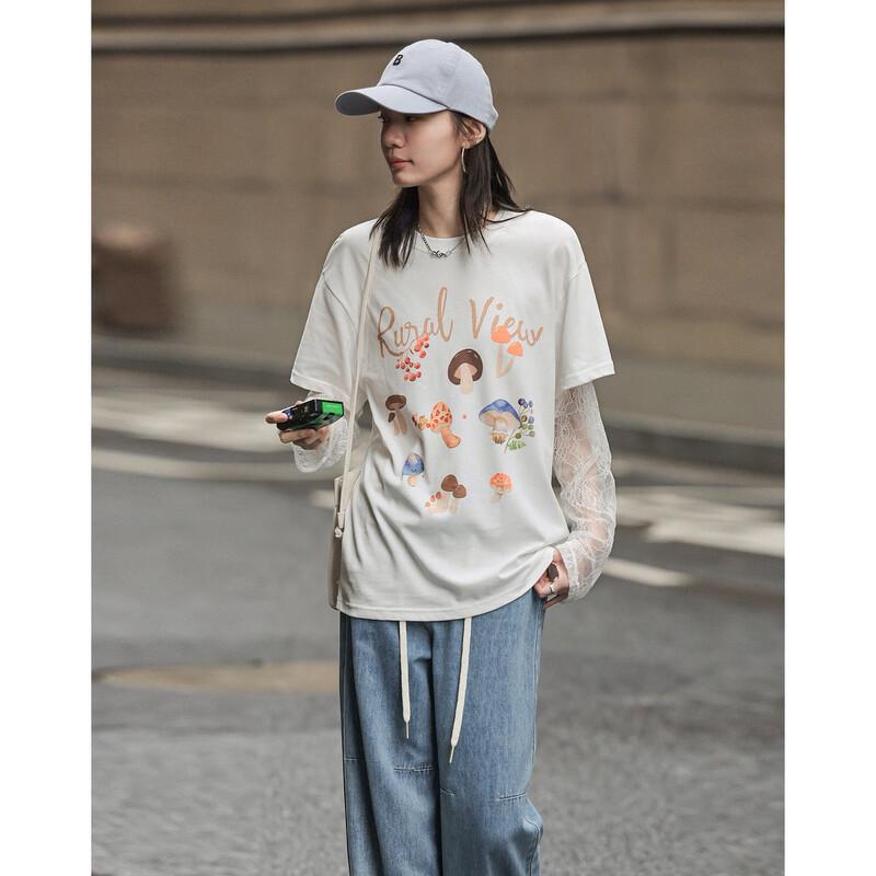 Women's Pure Cotton Lace Print T-Shirt
