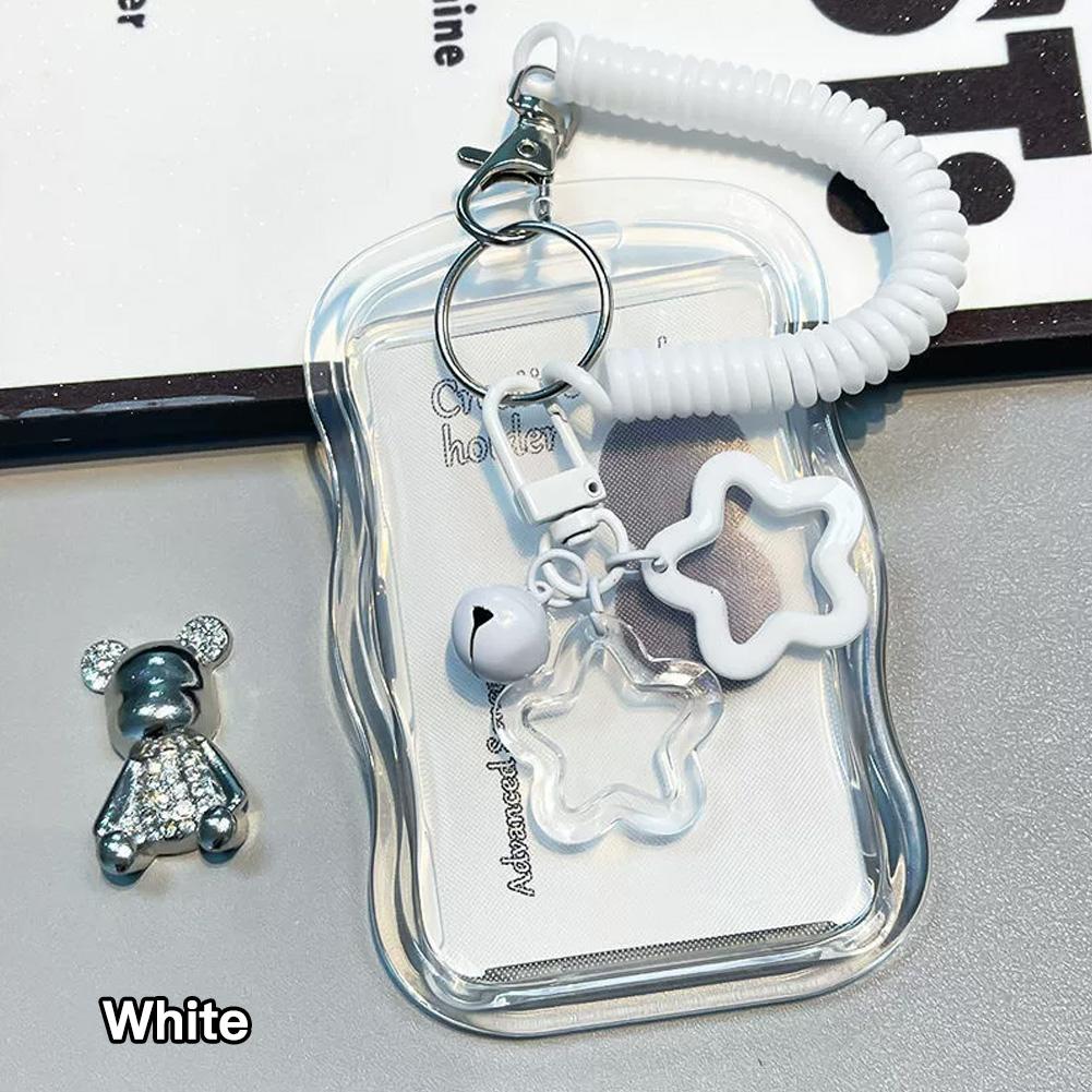 

Colorful Photocard Holder Transparent Keychain Subway Bank Card Case Student ID Bus Card Protector Cover белый