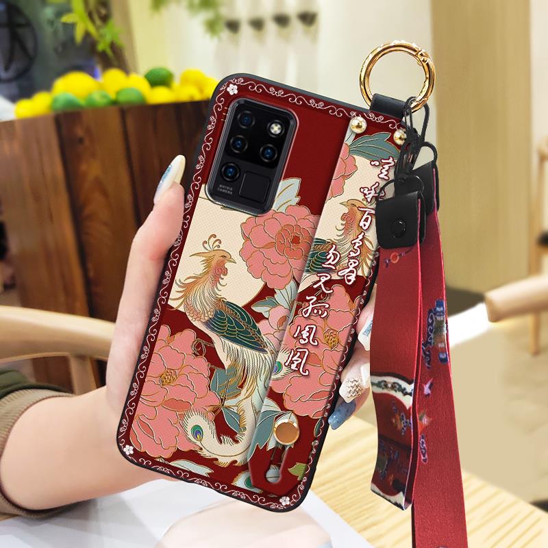 Fashion Lanyard Phone Case For Oukitel C21 Wristband Kickstand Elderly Lady Waterproof For Mom Anti-knock Shockproof