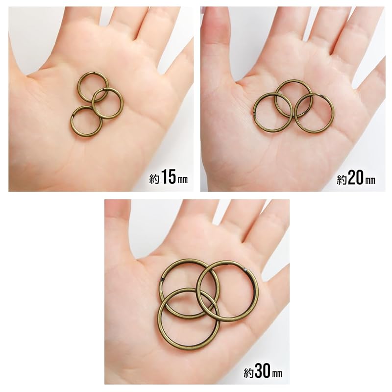 key ring Outer diameter approximately 20mm 10 pieces key ring ring Metal fittings parts key double ring lightweight Loss prevention antique gold strap