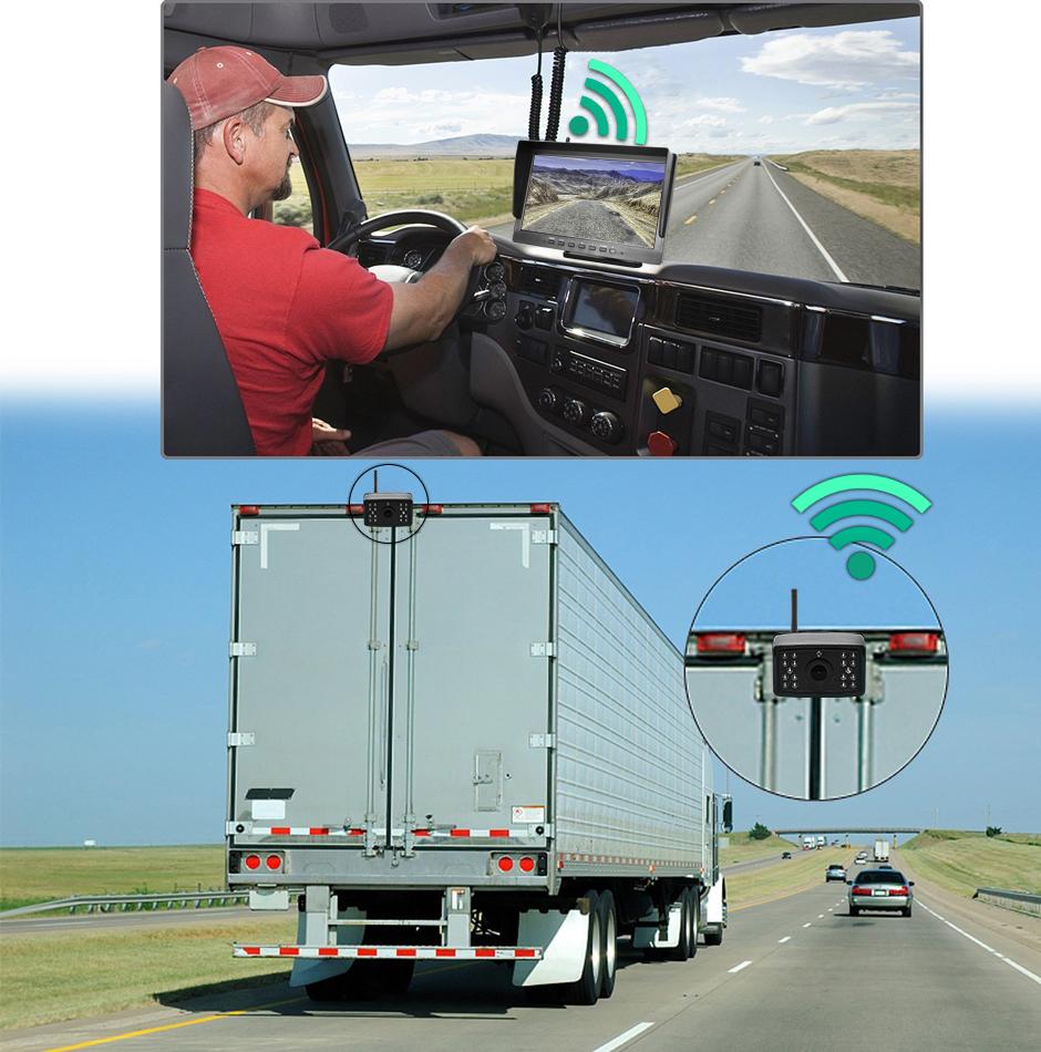 Greenyi 10.1 Inch Digital Wireless 4 Channels DVR Recorder Monitor With Reverse Backup Wifi Camera For Truck Bus Car RV Trailer