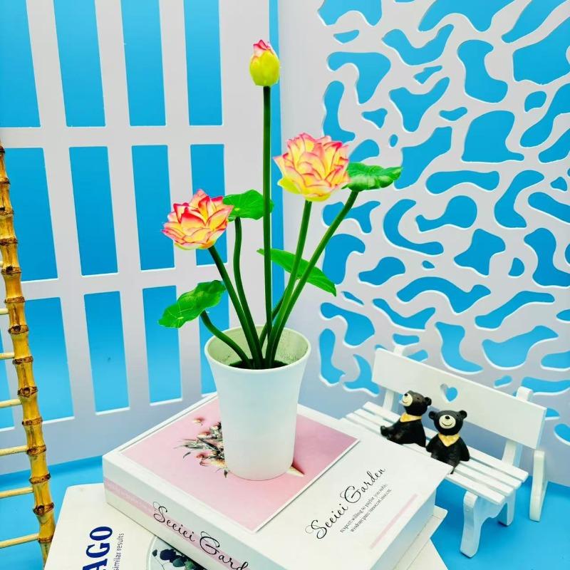 Simulovaný Lotos Mini Lotos Malá Leknín Ozdoby Hotelové Pokovování Dekorace Domácí Dekorace Květiny