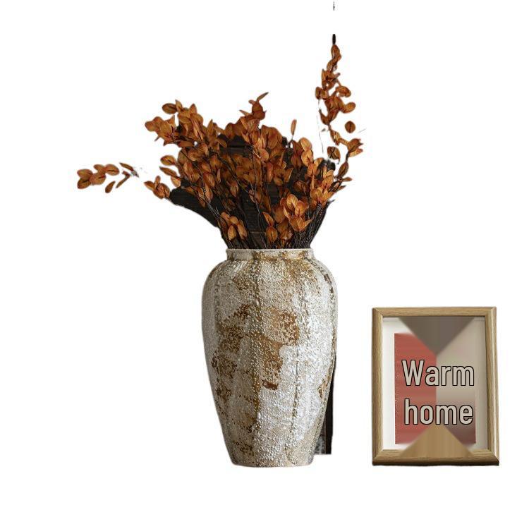 Wabi-Sabi Style Large Ceramic Vase: Rustic Mottled Pottery Jar for Floral Arrangements