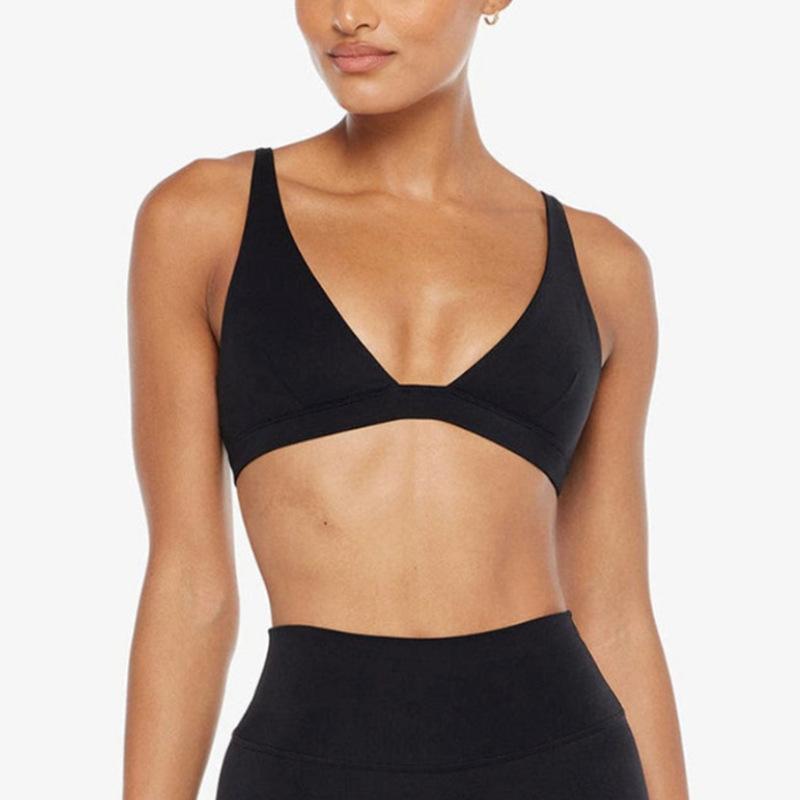 European and American nude yoga bra women's beautiful back shockproof gathering outside wear outdoor running fitness sports underwear women