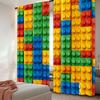 2Pcs Colorful Building Blocks Print Curtain Geometric Blocks Curtain Suitable For Bedroom Bathroom Living Room Dining Room Study