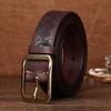 Belt Men'S Copper Pin Buckle Thickened First Layer Cowhide Men'S Leather Retro Engraved Export Casual Pants Belt Locomotive Men'S