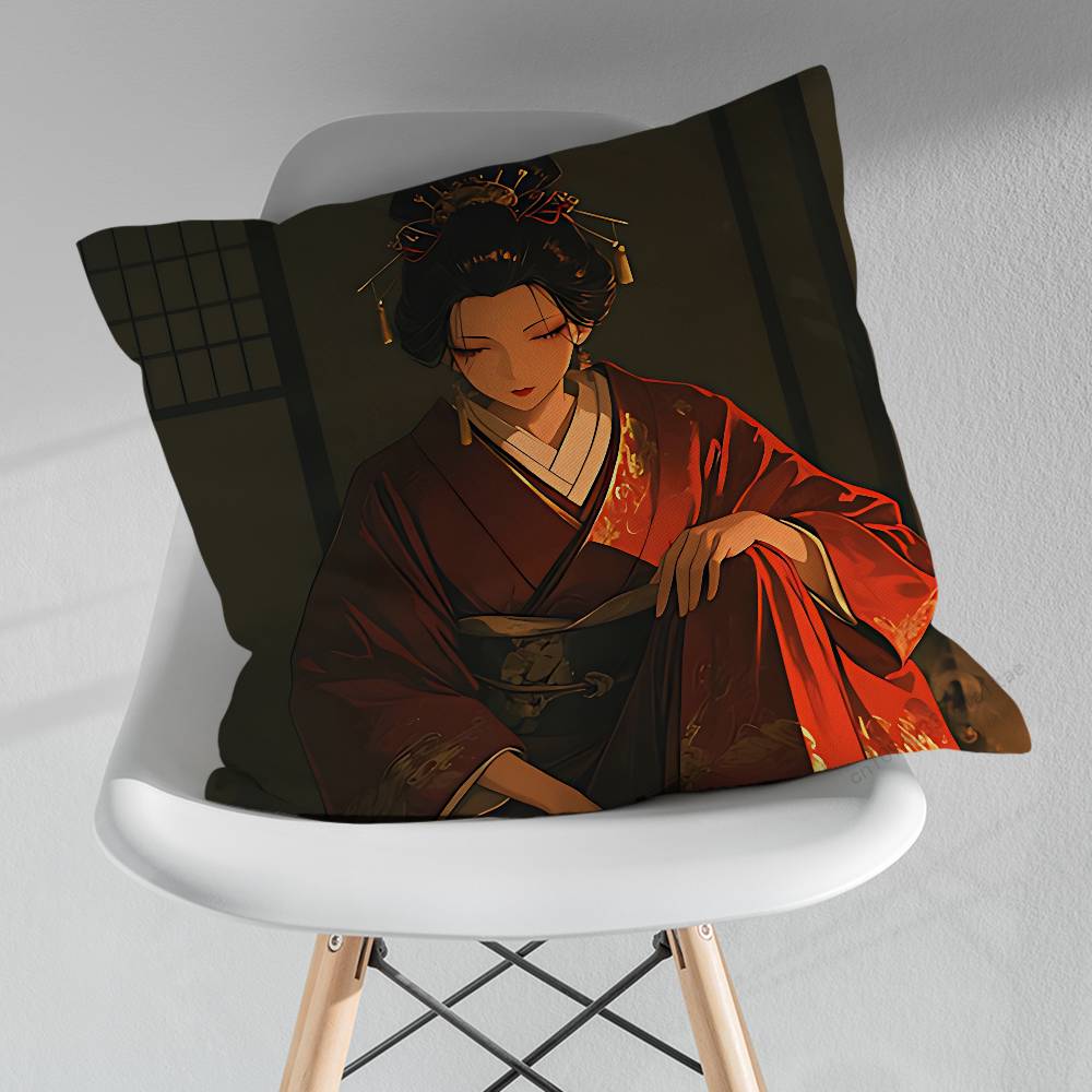 Beautiful Geisha Art Pillow Case For 30x30cm45x45cm55x55cm For Home Bedroom Decoration And Protector