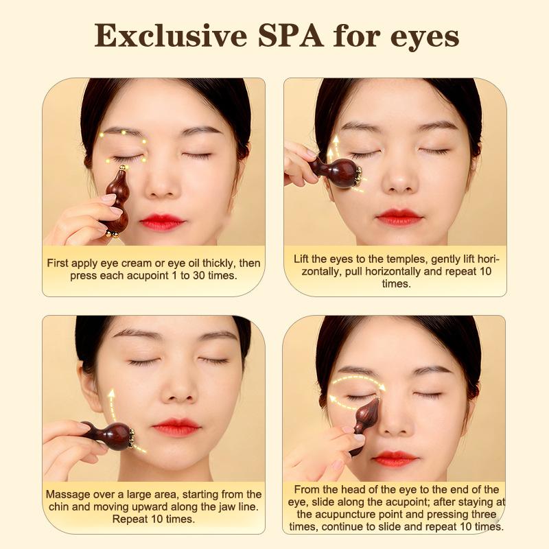Professional Lotus Seedpod Brass Rosewood Facial Lifting Gua Sha Tool Eye Relaxation Spot Meridians Acupoint Massage Handheld