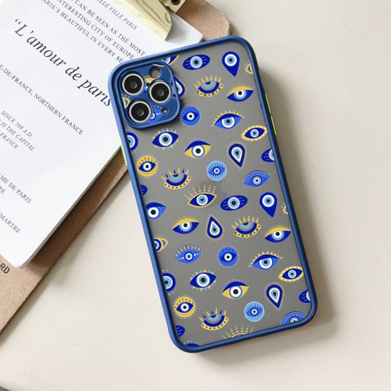 Szczęśliwe Oko Zła Niebieski Abstrakcyjny Etui na Telefon matowe przezroczyste Dla iphone 11 12 13 6 s 7 8 plus mini x xs xr pro max etui