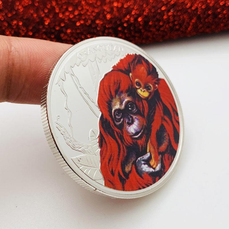 Animal Silver Plated Color Printing Commemorative Badge, Creative Crafts, Giraffe Coins, Commemorative Coins