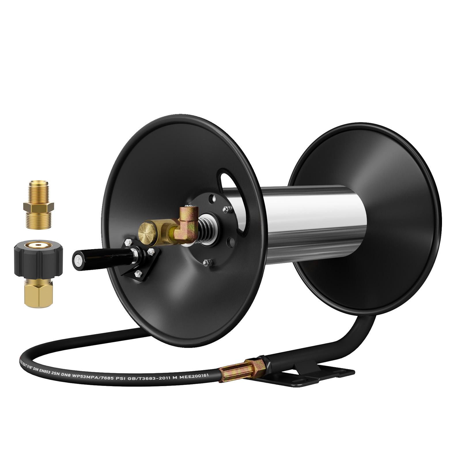 

Катушка для шланга высокого давления, 100 футов, катушка для шланга высокого давления с ручной рукояткой, 3/8 , сверхпрочная стальная катушка для шланга высокого давления, 4000 PSI красный