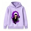 Kids Boys Girls Pullover Hoodie, Trendy Anime Character Printed Casual Hooded Sweatshirt with Purple Graphic, Comfortable Long Sleeve Top for Daily X