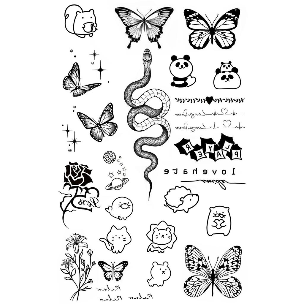 Advanced Sense Of Thorn Wings Ferocious Tiger Butterfly Small Picture Lines Finger Waist Belly Tattoo Sticker