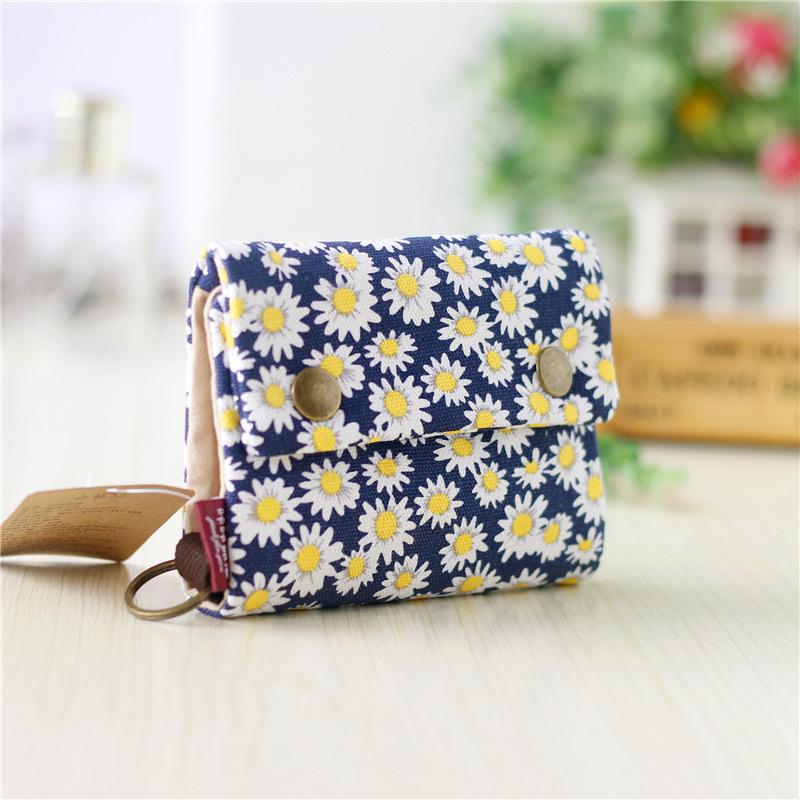 Women's Fold Card Wallet Canvas Cartoon Key Organizer Coin Purse Small Pouch Female Money Bag  for Girls