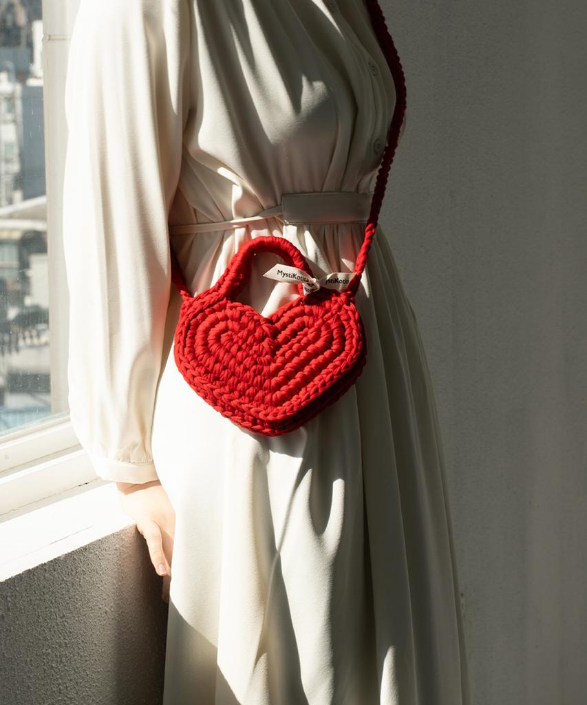 Mystikotita More Heart Flat Mini Crossbody Bag - Red