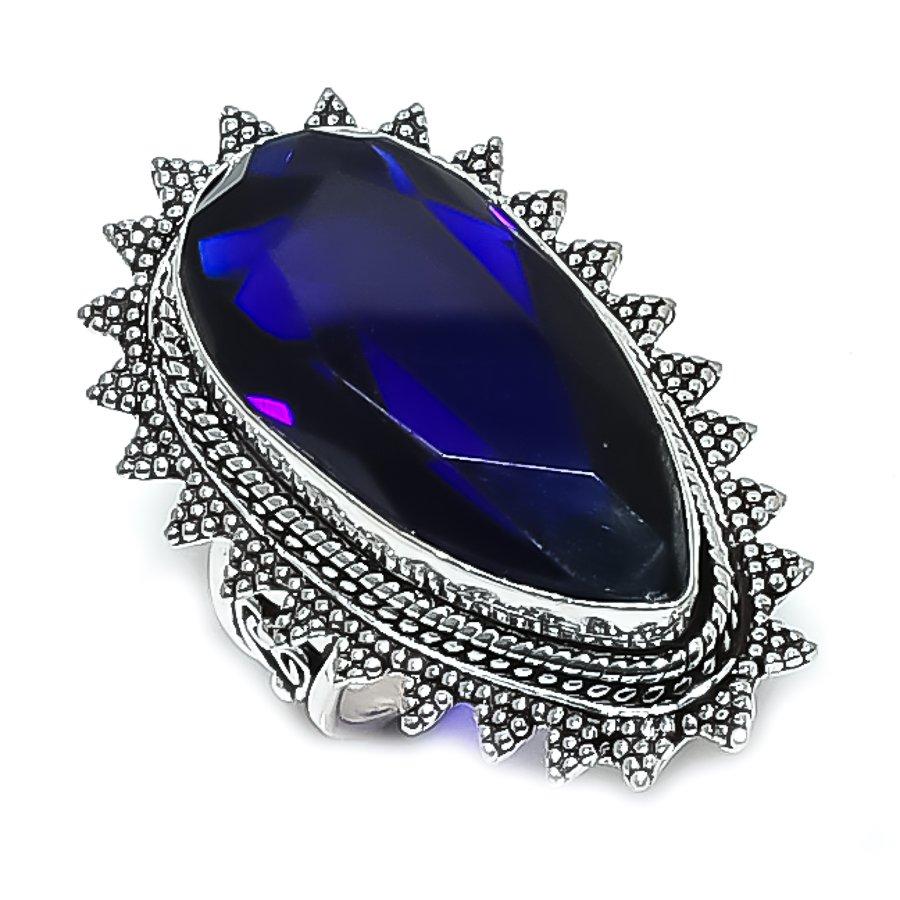 

Blue Topaz Gemstone Handmade 925 Sterling Silver Jewelry Ring Size 9 K1f72