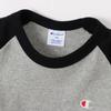 Champion Long Sleeve Crew Single Logo Raglan Long Sleeve O Gray X Size 140 Kids' T-Shirt, Neck, 100% Cotton, Embroidery, T-Shirt, CK-Y403, Black,