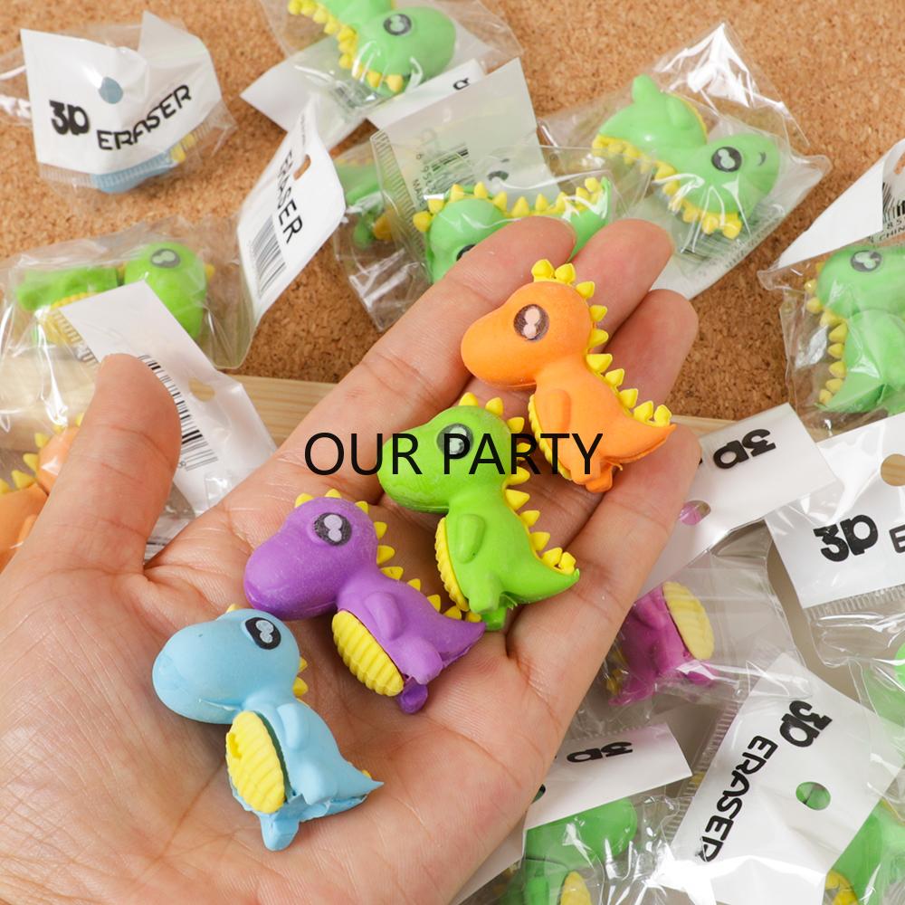 

10Pcs Cartoon Jungle Dinosaur Theme Eraser Stationery Gift for Kids Birthday Party Favors Kindergarten Reward Pinata Fillers