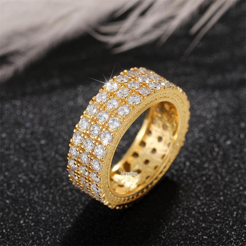 Cao Shi Men's Lux Zircon Punk Hip Hop Ring - European/American Fashion, Street Style, Couple's Band
