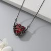 Retro Fashion Design Sense Exaggerated Punk Style Personality Dark Red Love Ghost Claw Pendant Necklace Men and Women