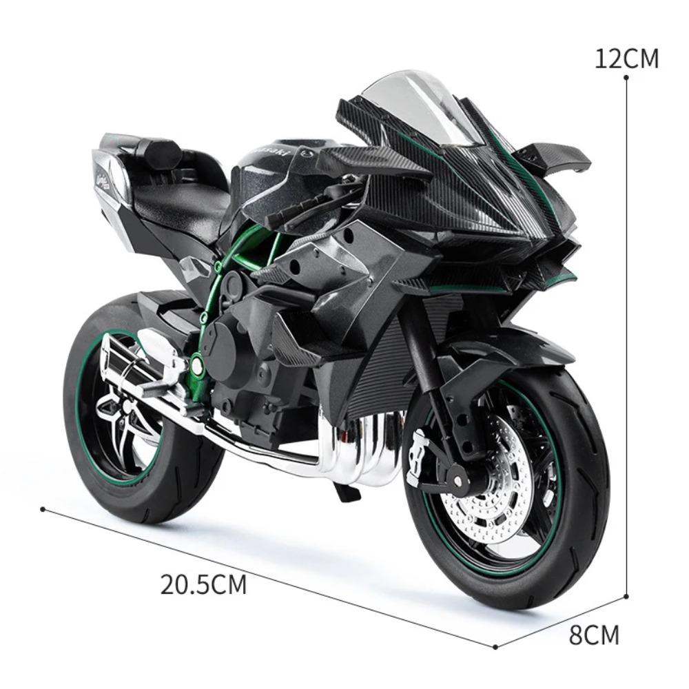1/10 Kawasaki H2R Alloy Die Cast Motorcycle Model Vehicle Collection Sound and Light Off Road Autocycle Toys Car