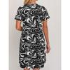 YYFS Women's Fashion Summer Spring Flower Pattern Print Short Sleeve O-Neck Loose Waistline Casual Dresses