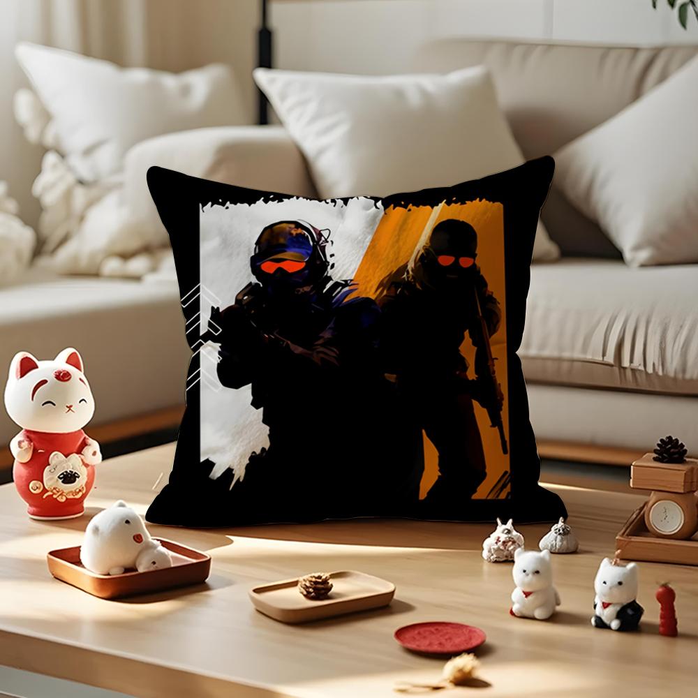 Funny Cs2 Cushion Cover Silky Short Plush With Invisible Zipper Dustproof Sofa Pillow Cover For Home Decor