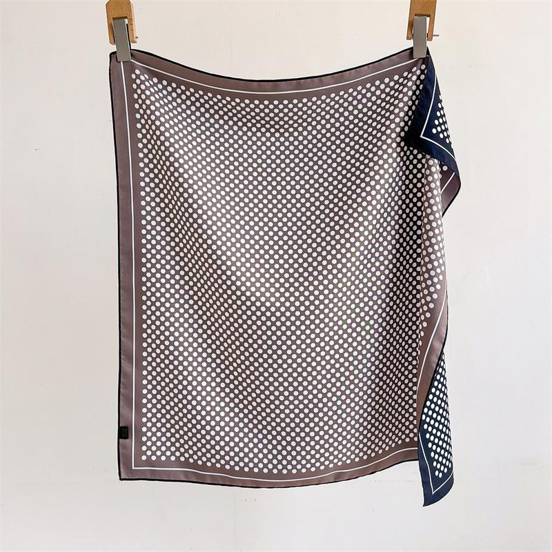 Luxury Brand Square Scarf Design Double Side Shawl Wrap 70cm Print Twill Silk Women Hijab Female Foulard Headband Bandana