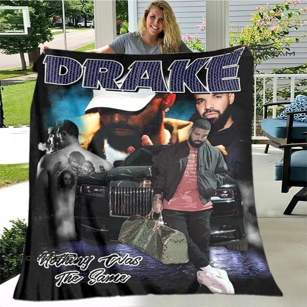 Rapper Drake Coperte Stampate 3D Calda Coperta in Flanella Morbida e Accogliente Coperte da Viaggio Fodere per Letto Regalo di Compleanno
