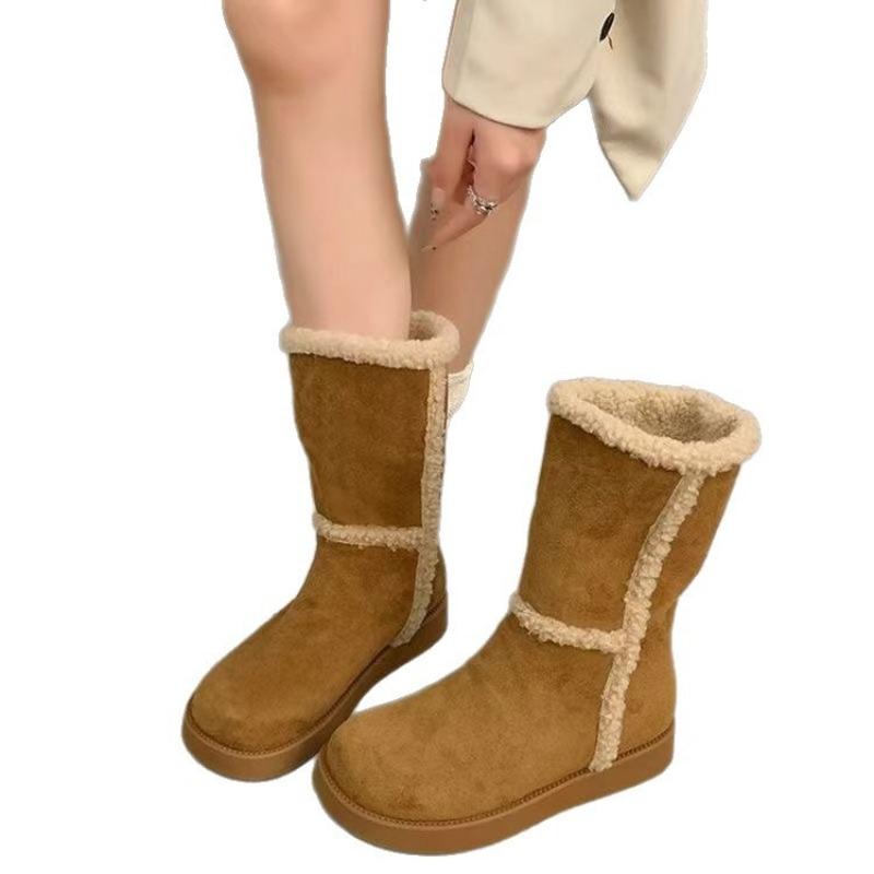 New Mid-calf Shoes, Ankle Boots, Women's Shoes, Fleece, Warm and Slimming Snow Boots
