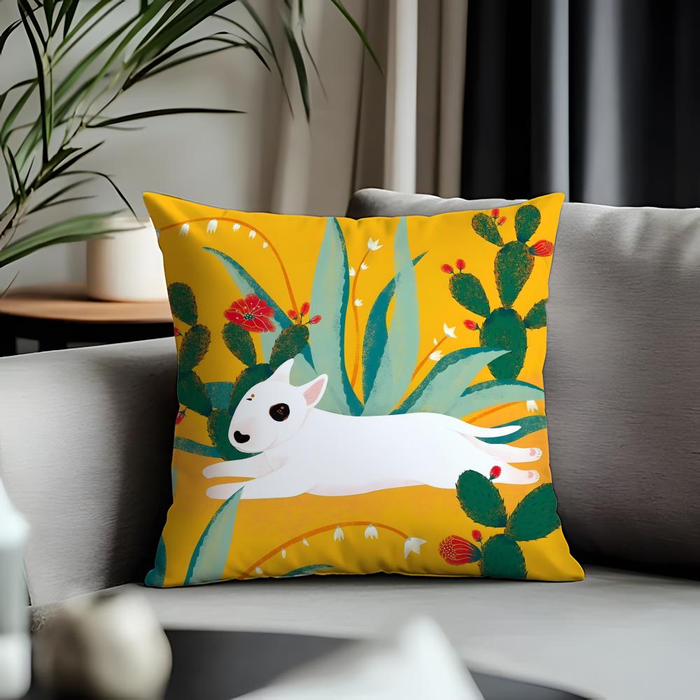 Viral BBull Terriered Cushion Cover Antidustmite Pillowcase Invisible Zipper Silky Short Plush Sofa Cushion Cover