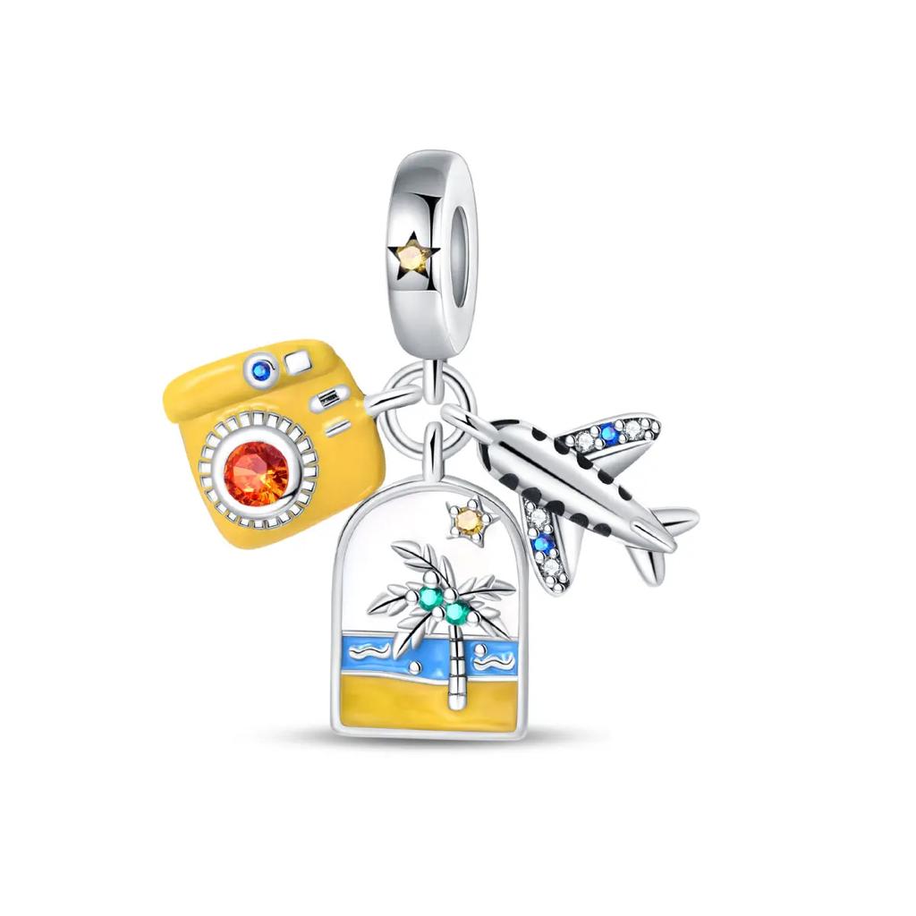 Copper Rocket Plane The Earth Charm Pendant Beads Fit Charm Original Bracelet For Women Diy Jewelry Making