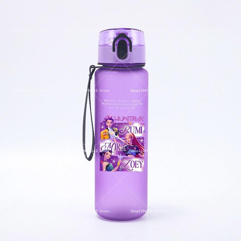 650ML K-Pop Demon Hunters Water Cup Boys Girl Portable Drop-proof Outdoor Fitness Jug Trend Simple Frosted Sports Water Cups Gift