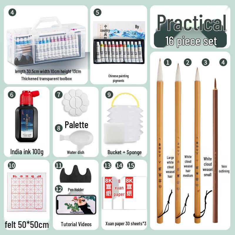 12/24 Color Chinese Ink Painting Set for Beginner and Elementary Art Students