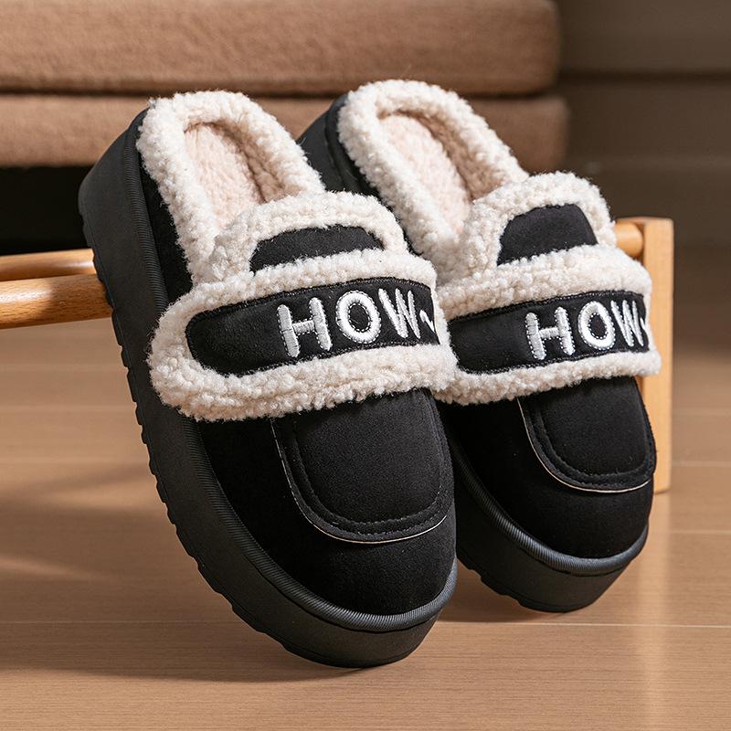 Winter new women's outer wear thick-soled heightening plush warm fashion plush one-pedal cotton shoes