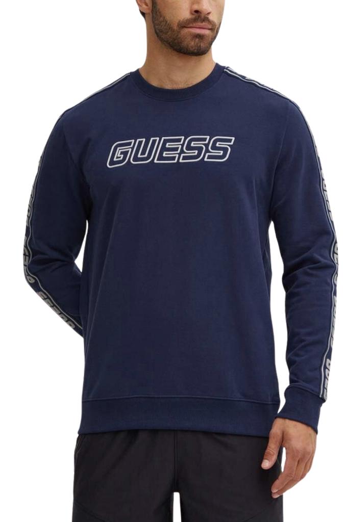 Guess Granatowa Męska Bluza Z Lampasami Arlo Cn M