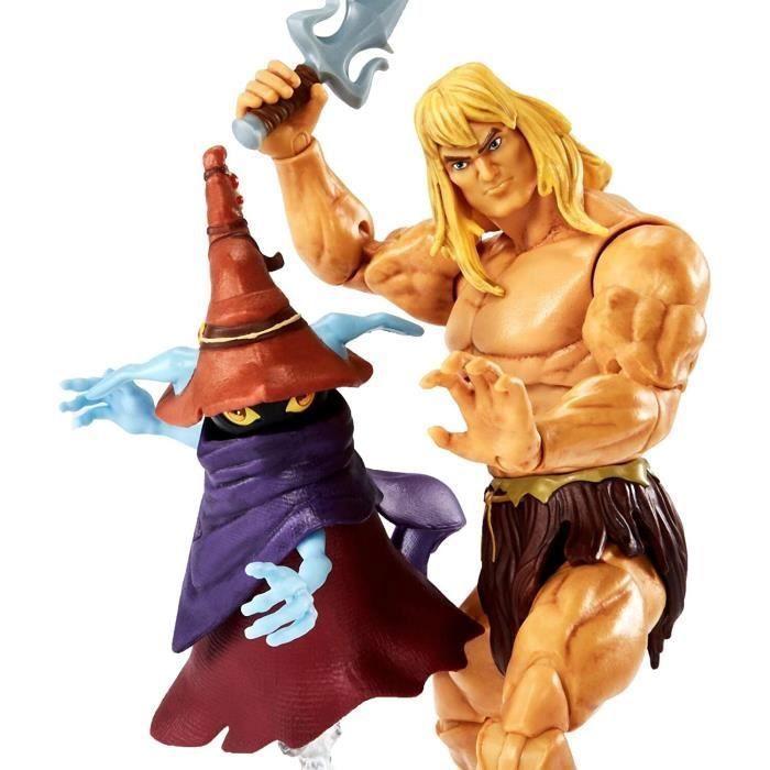 Figurines - mattel - savage he-man et orko - 30 points d'articulation - accessoires inclus