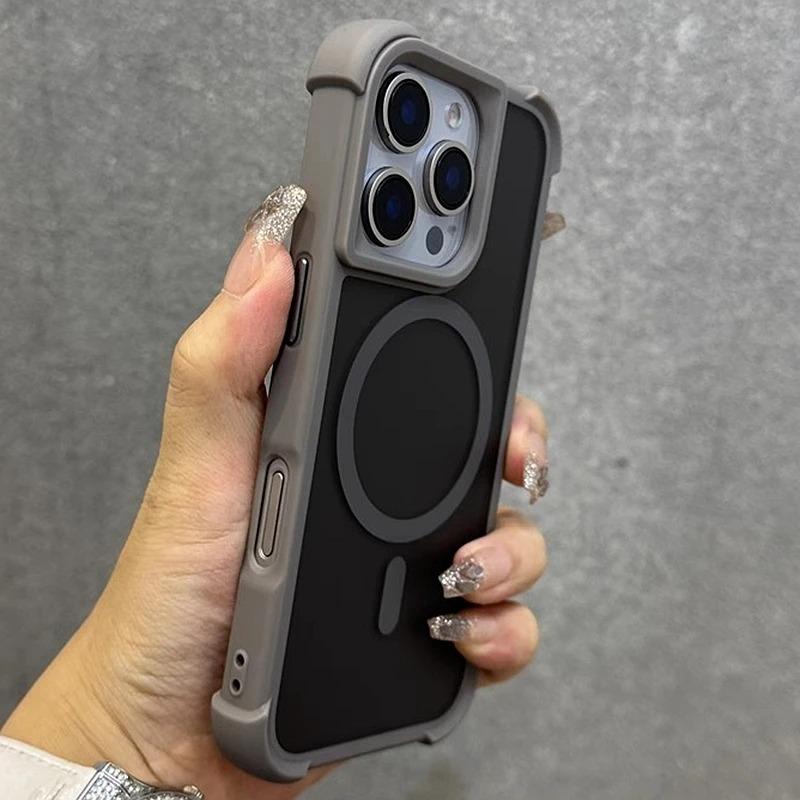 Magnetische Luxus Matte Rüstung Stoßfeste Hülle Für iPhone 17 15 14 13 12 11 16 Pro Max Plus Telefon Kabelloses Laden Für Magsafe Abdeckung