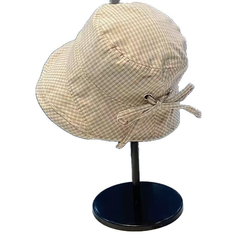 Face Small Plaid Bucket Hat Women's Summer Simple Thin Sunscreen Sun Hat New Sun Hat