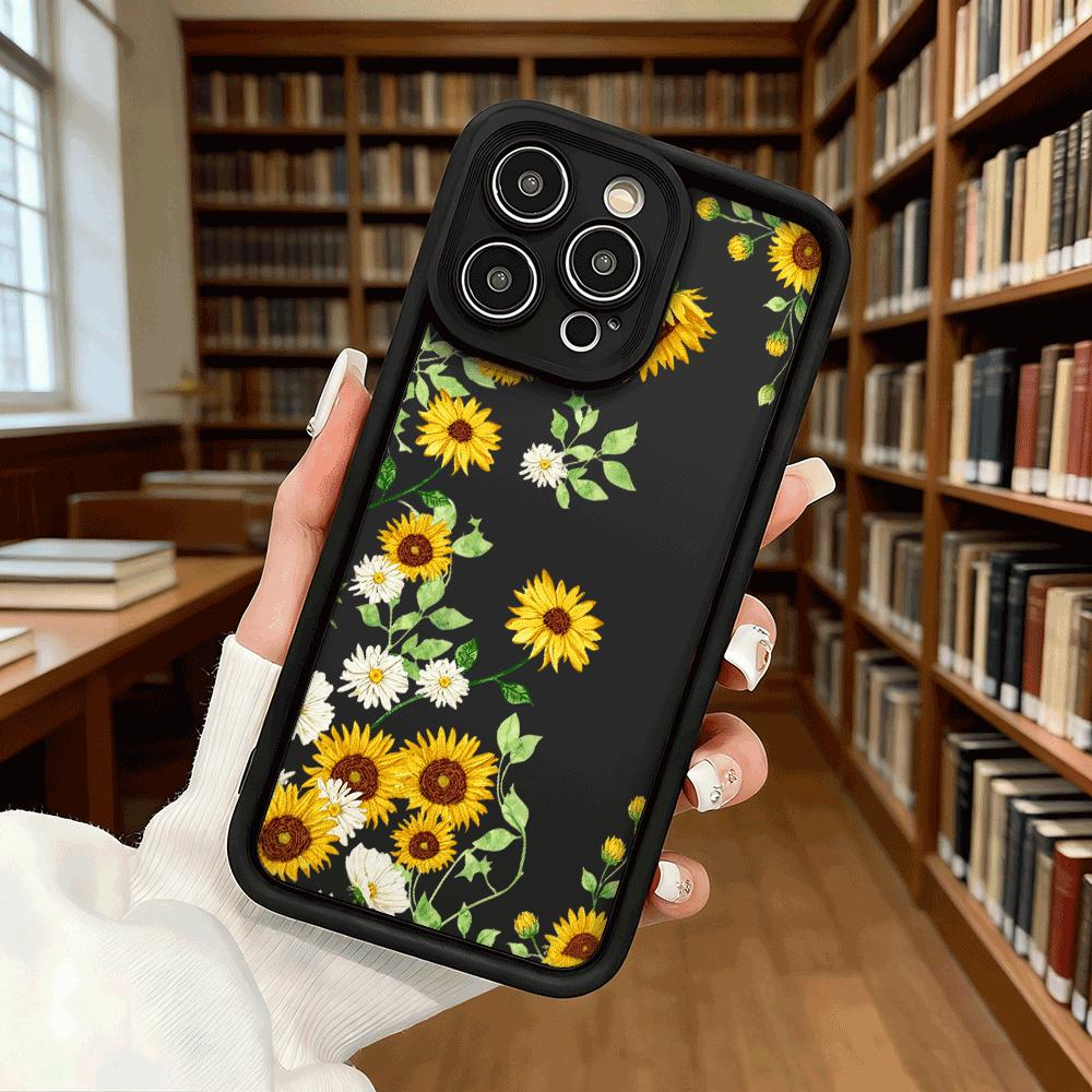 Watercolor Sunflower Pattern Soft TPU Phone Case for iPhone 17 16 15 14 13 12 11 Pro Max Plus Shockproof Anti-Slip Cover