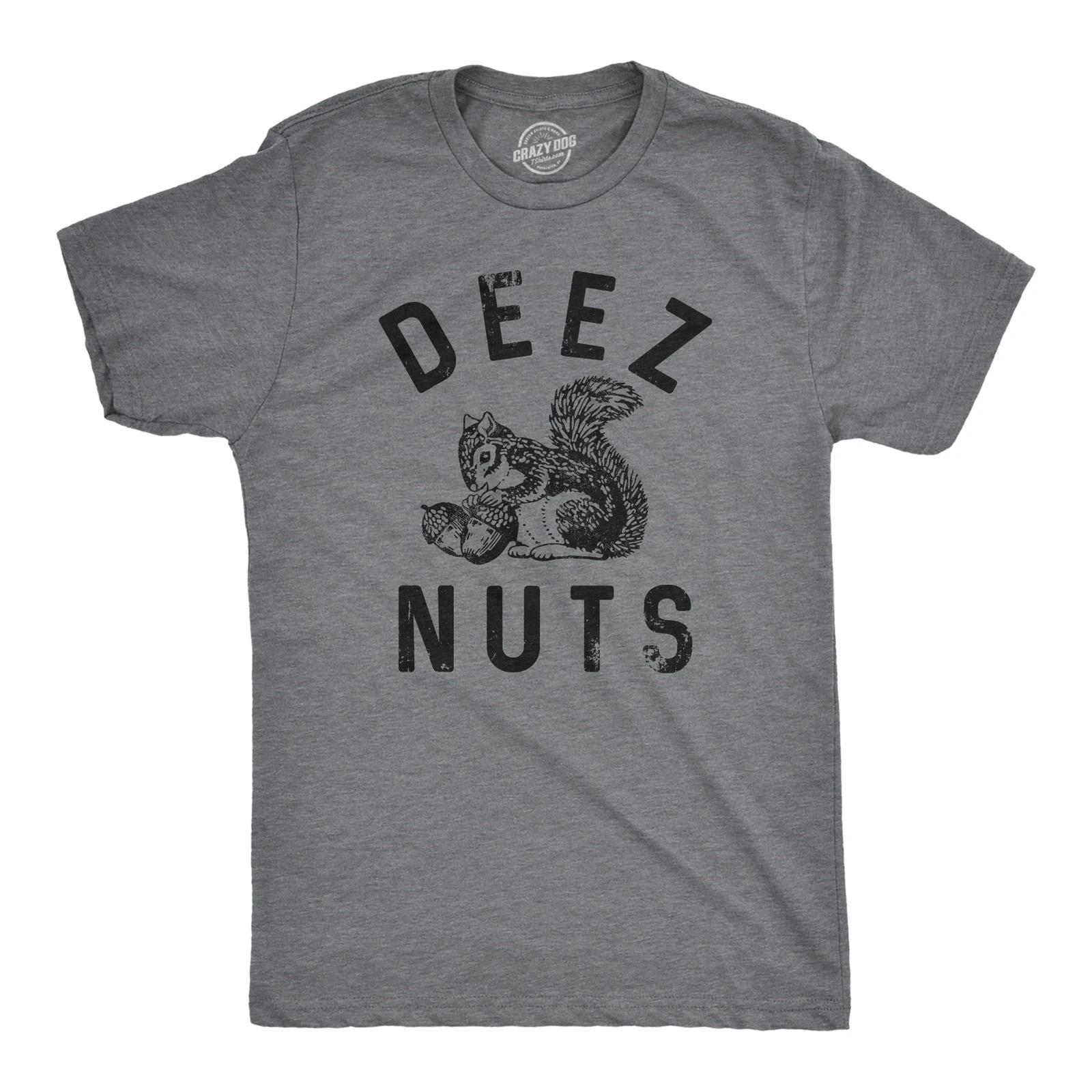 Mens Deez Nuts T Shirt Funny Squirrel Acorn Adult Nut Joke Tee for Guys XXL
