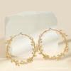 Rose Flower Earrings Metal Hollow Hoop Earrings
