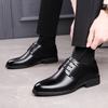 Fashion British Leather Large Size Men's Dress Shoes Autumn Winter Velvet Warm Men's Designer Shoes Fashion Increase Wedding Shoe Male