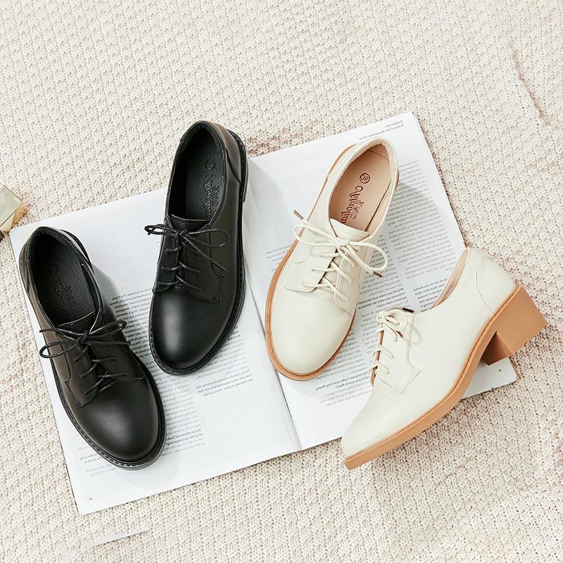 Gentle flat-bottomed spring and autumn single shoes spring women's shoes casual small leather shoes women
