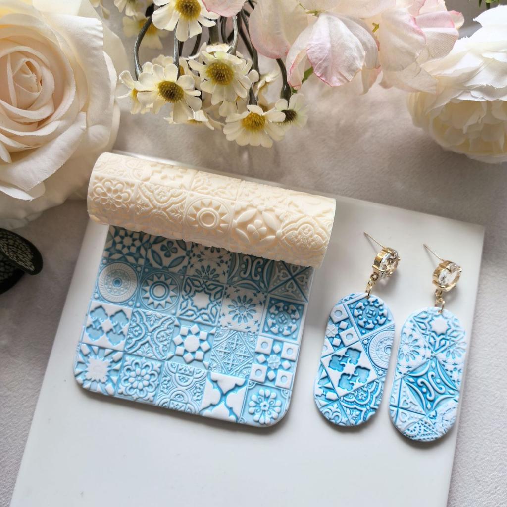 DIY Polymer Clay Texture Roller, Roller for Polymer Clay Earrings Jewelry, Embossing Pottery Texture Rollers for Jewelry Making