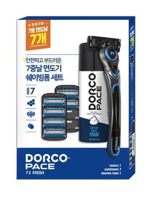 Dorco PACE7 FRESH Razor (handle + 7 Blades + Shaving Foam Provided)