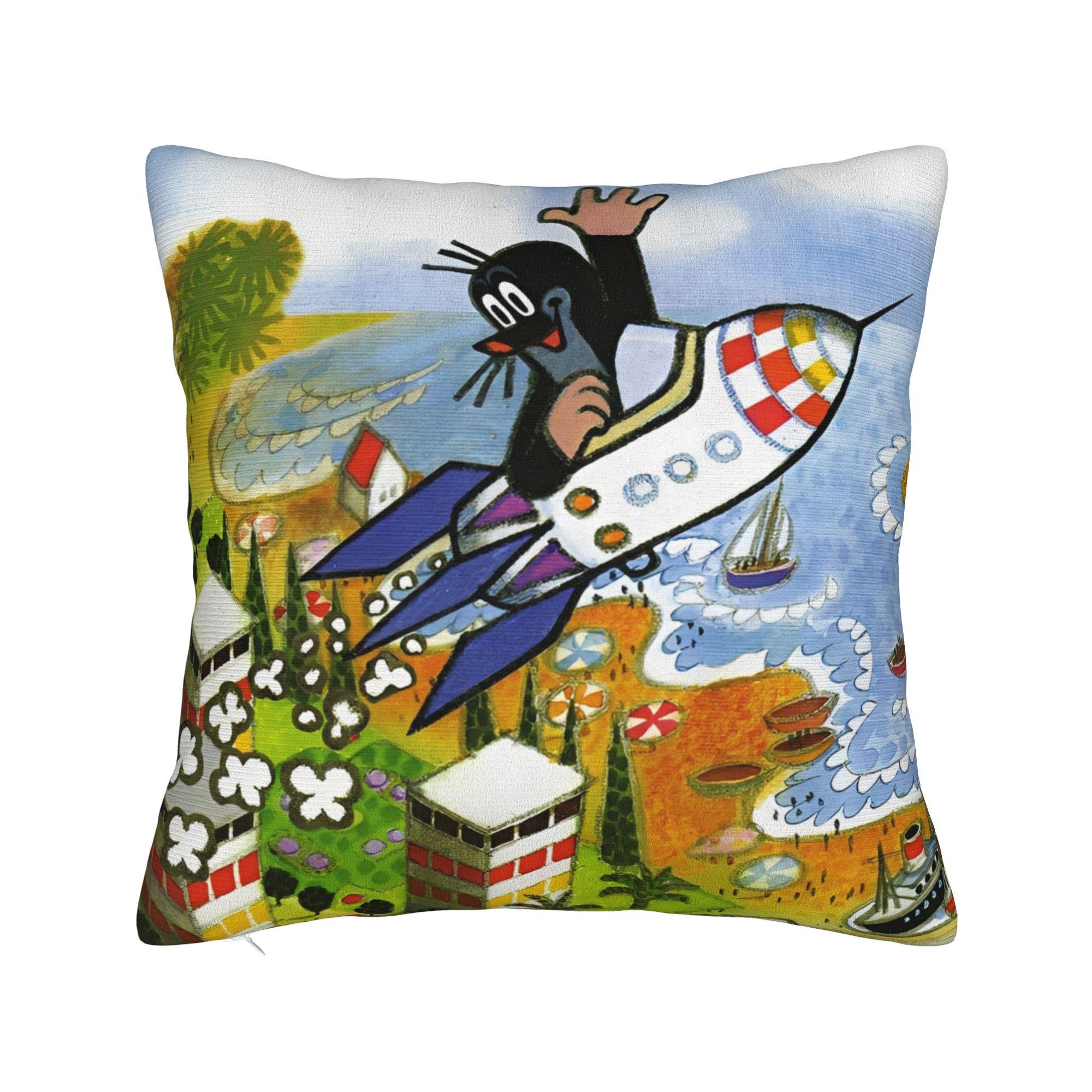 

Printed The Little Mole Krtek Flowers Pillowcase Polyester Cushion Cover Decor Cartoon Pillow Case Cover Home Zippered 50cm x 50cm