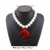Creative Red Lobster Crab Starfish Coral Pendant Beads Necklace Stylish Versatile Niche Summer Beach Vacation Collarbone Chain